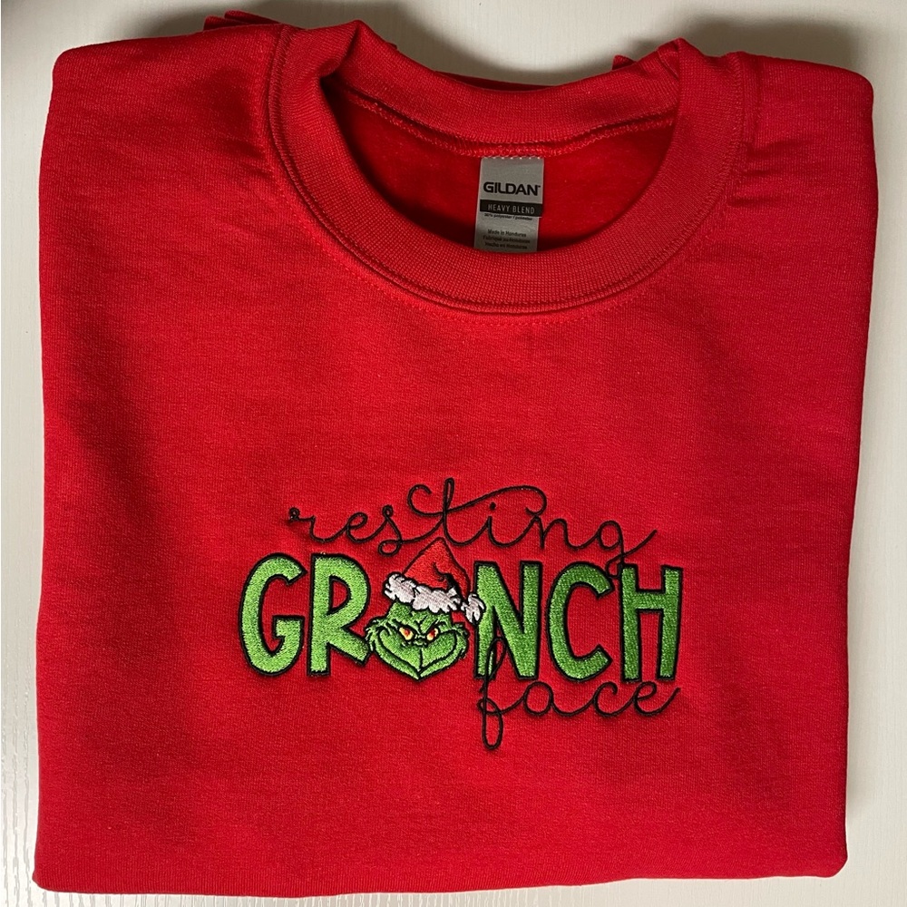 Grinch sweatshirt embroidery custom made